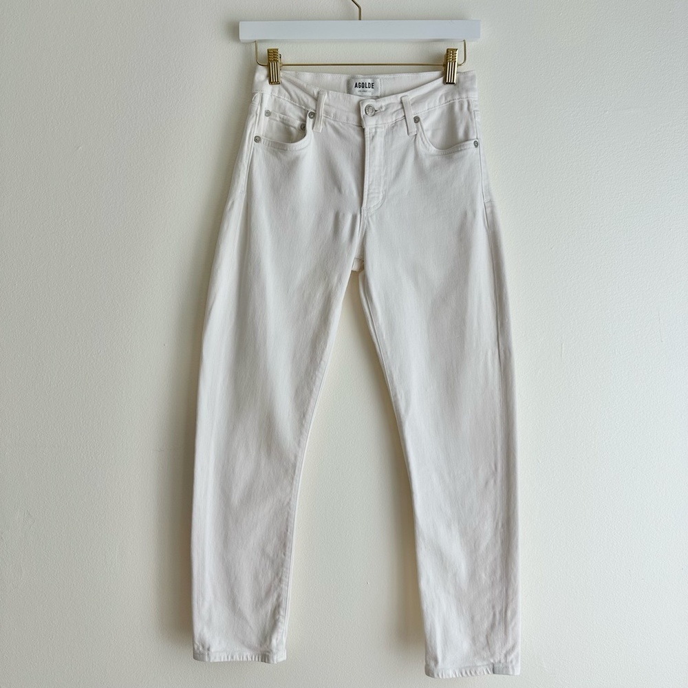 Agolde Toni Mid Rise Straight Jeans White Size 25 Women's Ankle Cropped Length.